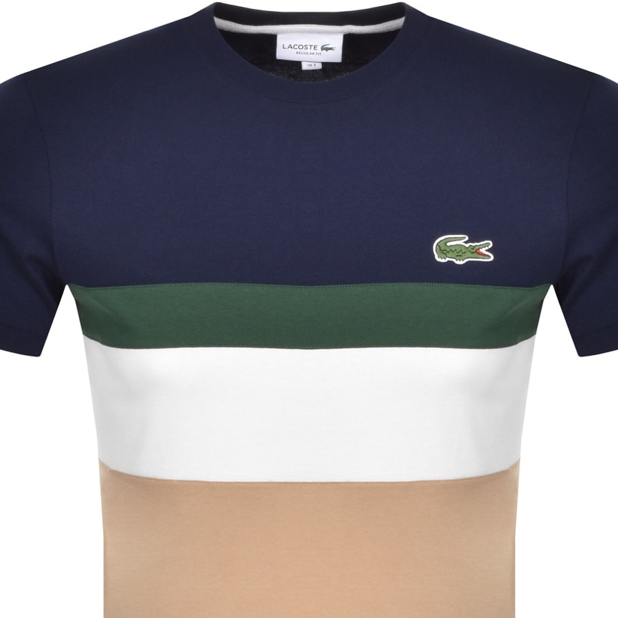 Alternative Image for ProductLacoste Block Stripe Logo T Shirt Navy2